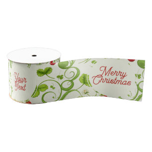 Rococo Revival Wild Strawberry & Clover Custom Grosgrain Ribbon