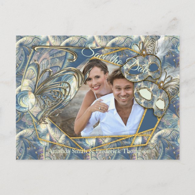Rococo Rich Romantic Gold Reliefs & Masks Announcement Postcard (Front)
