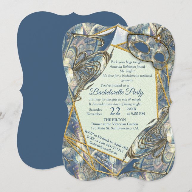 Rococo Rich Romantic Gold Reliefs & Masks Invitation (Front/Back)