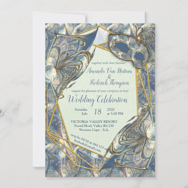 Rococo Rich Romantic Gold Reliefs & Masks Invitation (Front)