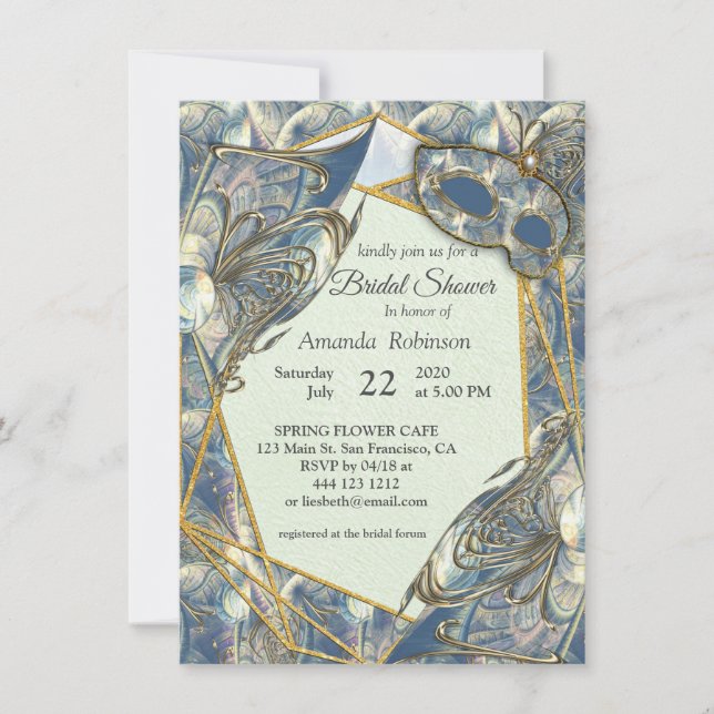 Rococo Rich Romantic Gold Reliefs & Masks Invitation (Front)