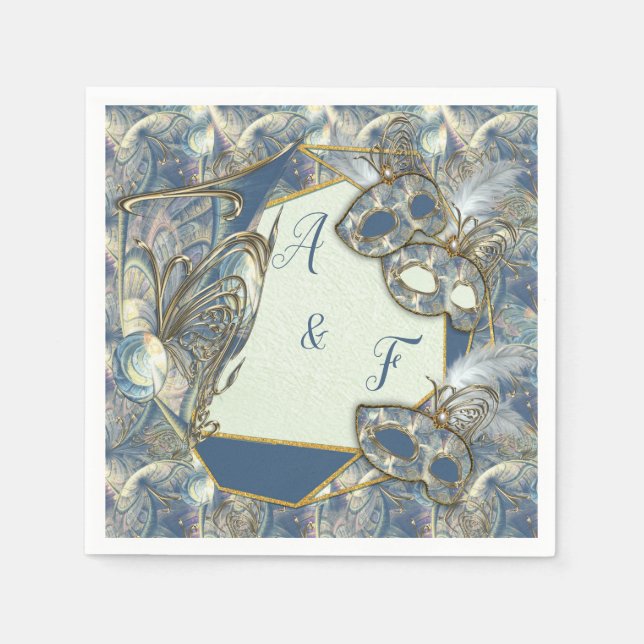 Rococo Rich with Gold Relief & Masks Napkin (Front)