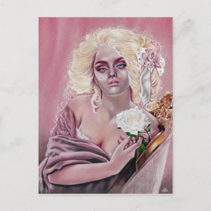 Rococo Roses Beautiful girl postcard