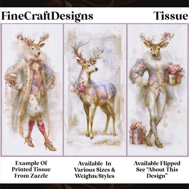 Rococo Rudolf & Festive Reindeer EQ3L Decoupage Tissue Paper (Creator Uploaded)