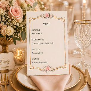 Rococo Theme Elegant Blush Wedding Menu