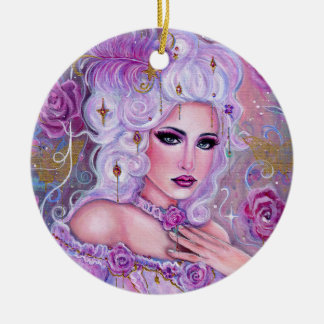Rococo valentine fantasy art by Renee Lavoie Ceramic Tree Decoration