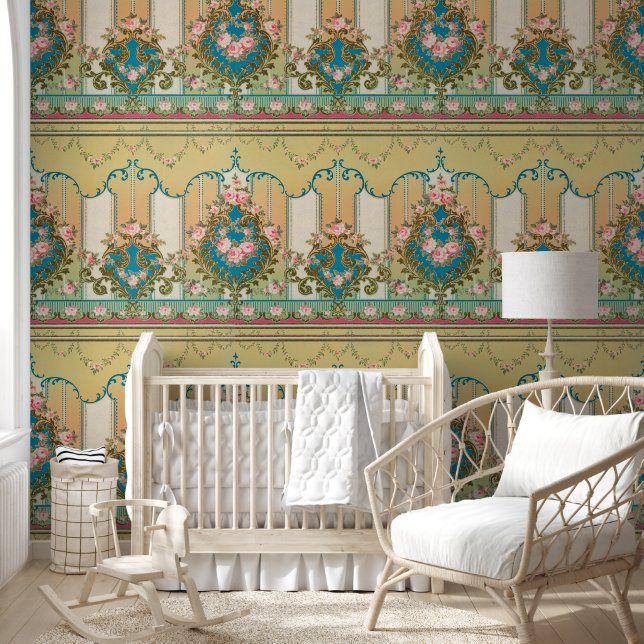 Rococo Versailles Frieze Baroque Floral Motifs Wallpaper (Kids)