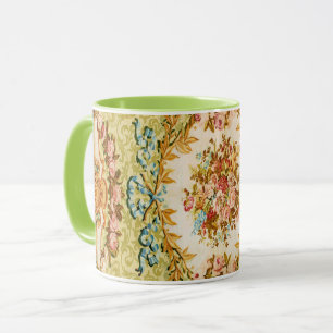 Rococo Victorian floral tapestry green pink brown  Mug