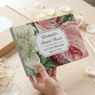 Rococo Vintage Botanical Floral Bridal Shower Guest Book