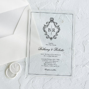 Rococo Vintage Monogram Wedding Acrylic Invitations