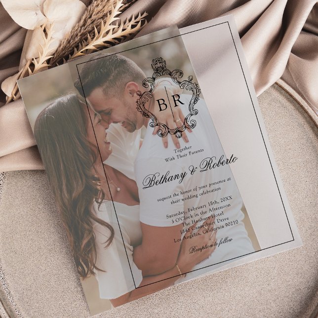 Rococo Vintage Monogram Wedding Vellum Invitations (Creator Uploaded)