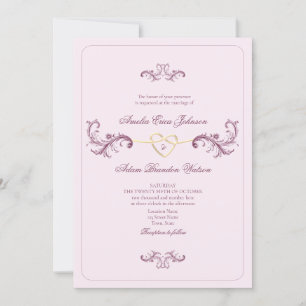 Rococo Vintage Pink Wedding Invitation