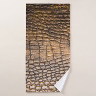 ?rocodile leather. Brown Leather background and te Bath Towel