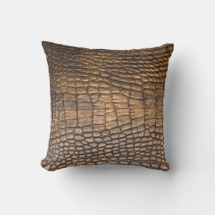 ?rocodile leather. Brown Leather background and te Cushion