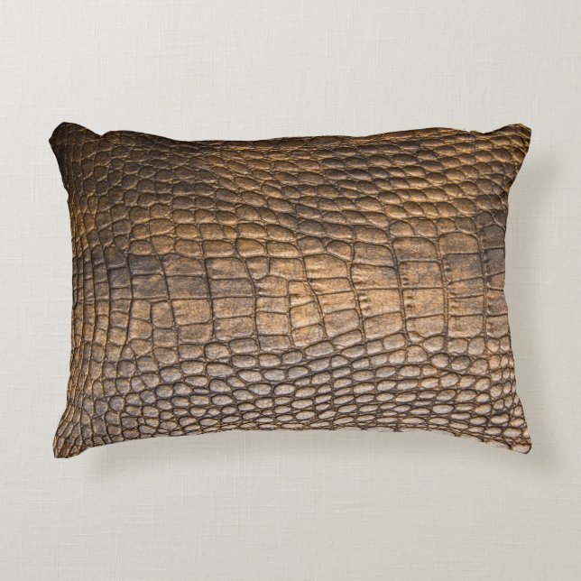?rocodile leather. Brown Leather background and te Decorative Cushion (Front)