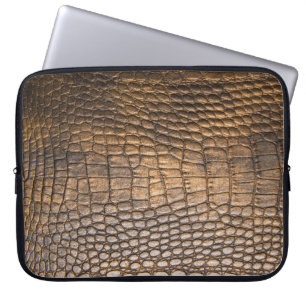 ?rocodile leather. Brown Leather background and te Laptop Sleeve