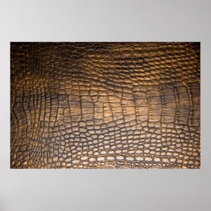 ?rocodile leather. Brown Leather background and te Poster