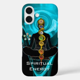 ROD ASCLEPIUS,7 CHAKRAS YOGA LOTUS POSE Blue iPhone 16 Case