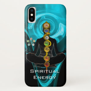 ROD ASCLEPIUS,7 CHAKRAS YOGA LOTUS POSE Blue iPhone X Case
