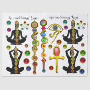 ROD ASCLEPIUS,7 CHAKRAS YOGA LOTUS POSE ,Horus Eye Tissue Paper
