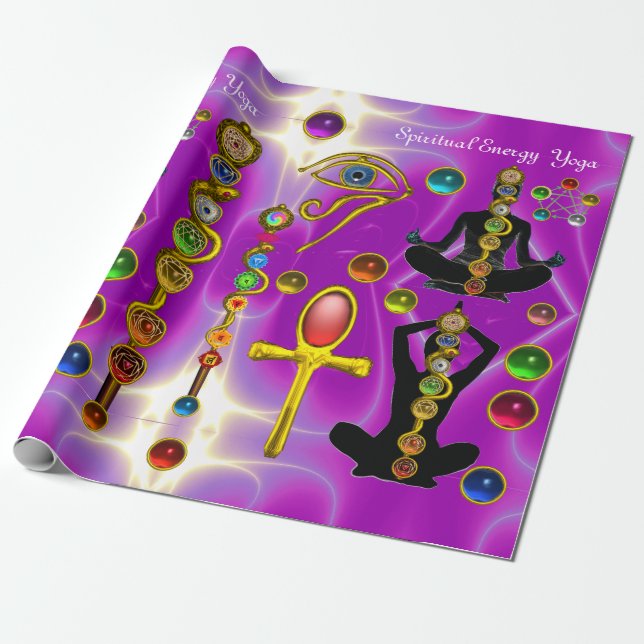 ROD ASCLEPIUS,7 CHAKRAS YOGA LOTUS POSE ,Horus Eye Wrapping Paper (Unrolled)