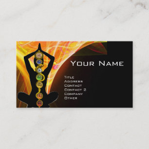 ROD ASCLEPIUS,7 CHAKRAS YOGA LOTUS POSE Yellow Business Card