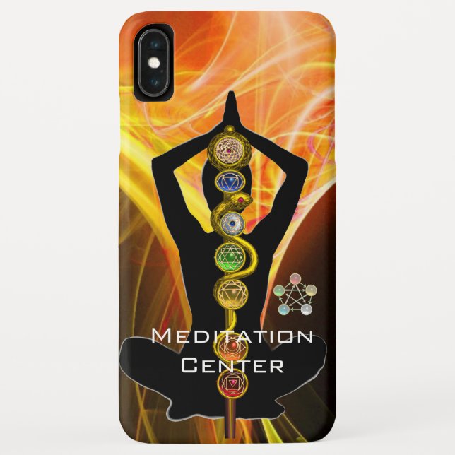 ROD ASCLEPIUS,7 CHAKRAS YOGA LOTUS POSE Yellow Case-Mate iPhone Case (Back)