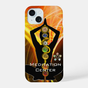 ROD ASCLEPIUS,7 CHAKRAS YOGA LOTUS POSE Yellow iPhone 15 Case