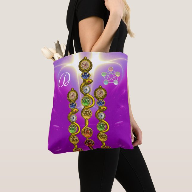 ROD ASCLEPIUS 7 CHAKRAS,YOGA SPIRITUAL ENERGY Pink Tote Bag (Close Up)