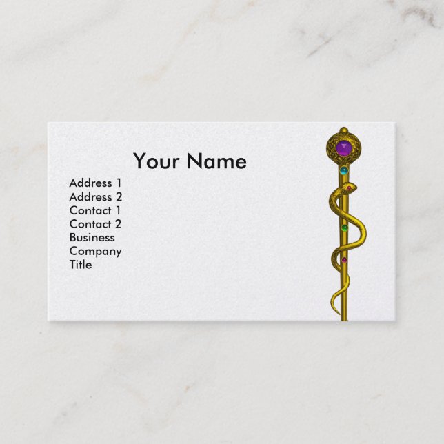 ROD ASCLEPIUS MEDICAL HEALING Monogram White P Business Card (Front)