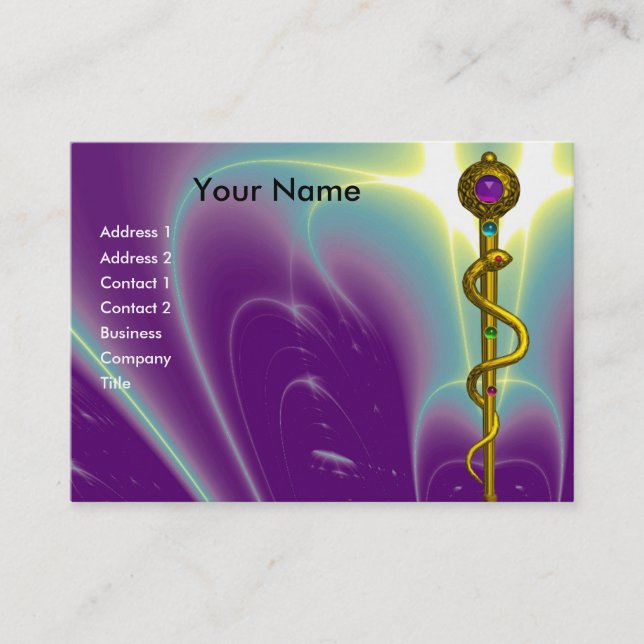 ROD ASCLEPIUS MEDICAL HEALTH CARE Purple Business Card (Front)