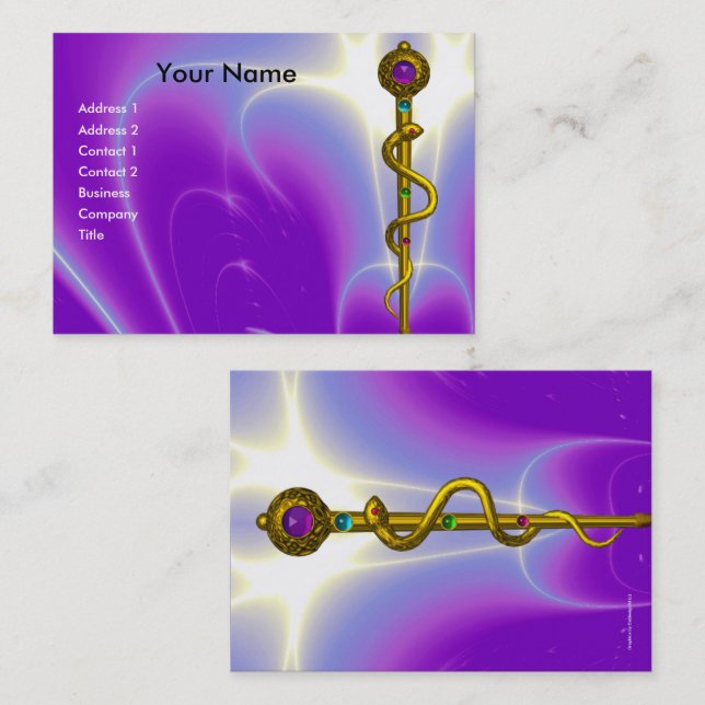 ROD ASCLEPIUS MEDICAL HEALTH CARE Violet Purple Business Card (Front/Back)