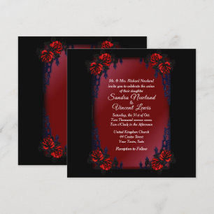 Rod Iron Roses on Blood Red Victorian  Invitation