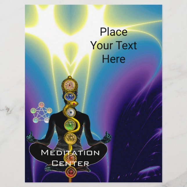 ROD OF ASCLEPIUS,7 CHAKRAS YOGA LOTUS POSE Blue Flyer (Front)