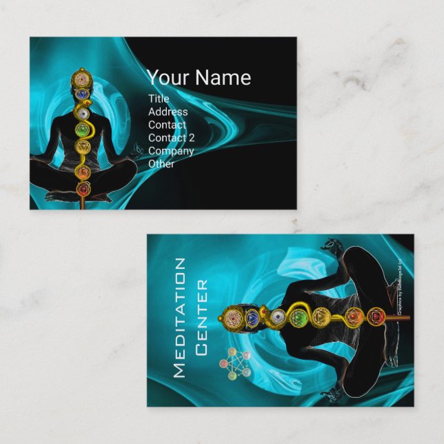 ROD OF ASCLEPIUS,7 CHAKRAS YOGA LOTUS POSE BUSINESS CARD (Front/Back)