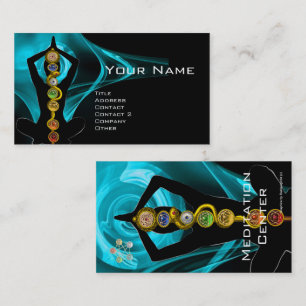 ROD OF ASCLEPIUS,7 CHAKRAS YOGA LOTUS POSE BUSINESS CARD