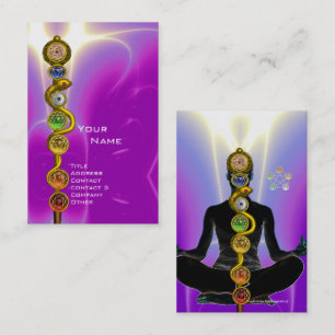 ROD OF ASCLEPIUS,7 CHAKRAS YOGA LOTUS POSE Pink Business Card