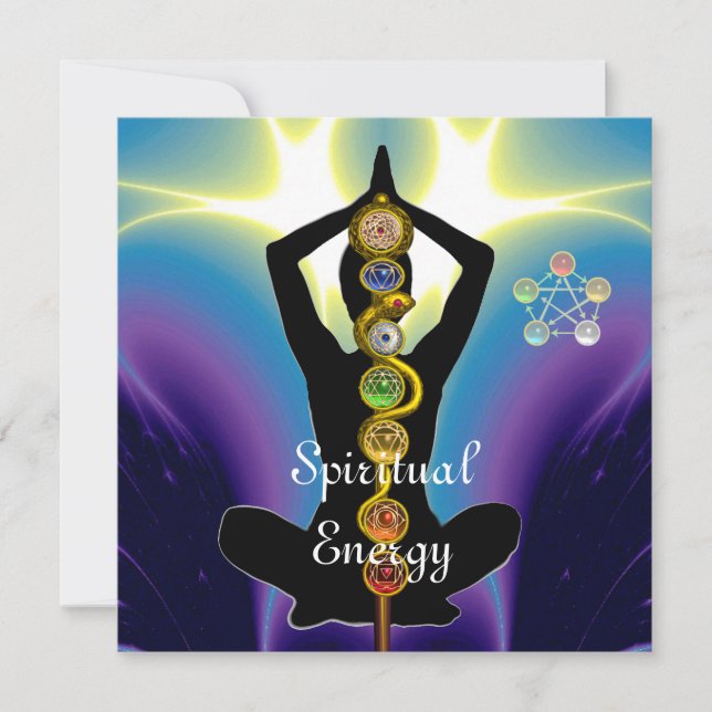 ROD OF ASCLEPIUS 7 CHAKRAS,YOGA LOTUS POSE Purple Invitation (Front)
