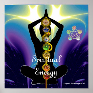 ROD OF ASCLEPIUS 7 CHAKRAS,YOGA LOTUS POSE Purple Poster