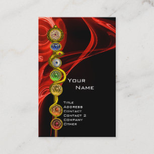 ROD OF ASCLEPIUS,7 CHAKRAS YOGA LOTUS POSE Red Business Card