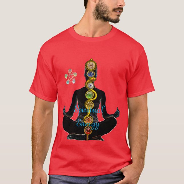 ROD OF ASCLEPIUS 7 CHAKRAS ,YOGA LOTUS POSE T-Shirt (Front)