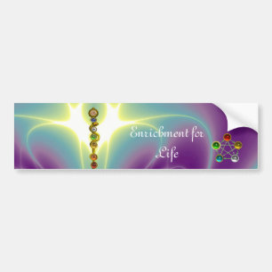 ROD OF ASCLEPIUS 7 CHAKRAS,YOGA ,SPIRITUAL ENERGY BUMPER STICKER