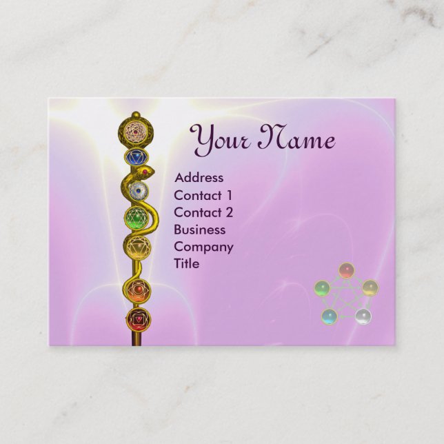ROD OF ASCLEPIUS,7 CHAKRAS,YOGA ,SPIRITUAL ENERGY BUSINESS CARD (Front)