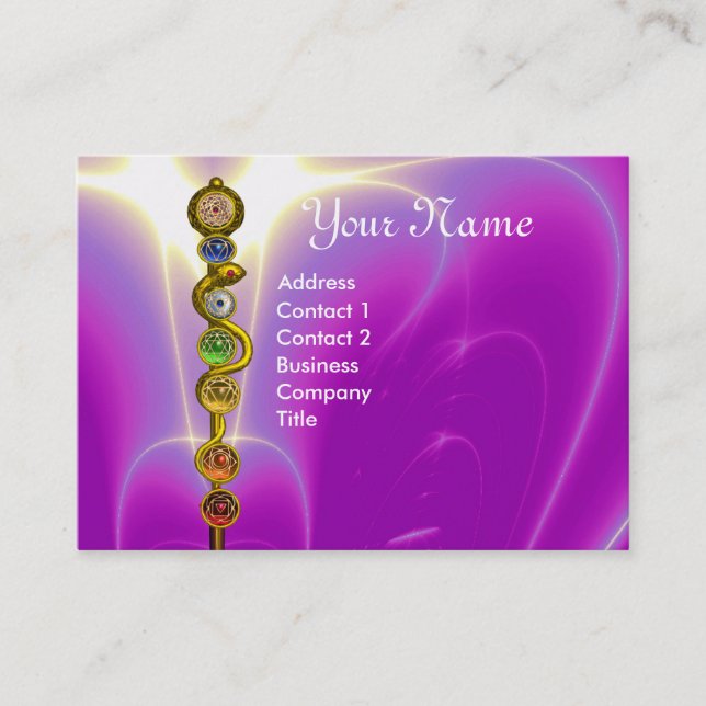ROD OF ASCLEPIUS,7 CHAKRAS,YOGA ,SPIRITUAL ENERGY BUSINESS CARD (Front)