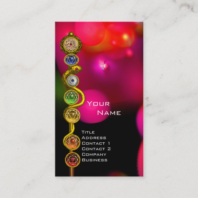 ROD OF ASCLEPIUS,7 CHAKRAS,YOGA ,SPIRITUAL ENERGY BUSINESS CARD (Front)