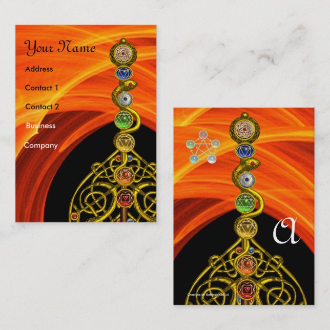 ROD OF ASCLEPIUS,7 CHAKRAS ,YOGA,SPIRITUAL ENERGY BUSINESS CARD (Front/Back)
