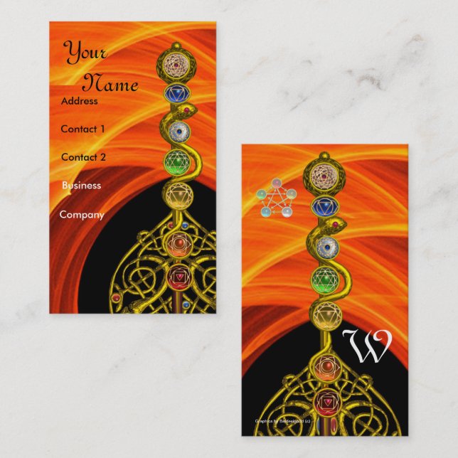ROD OF ASCLEPIUS,7 CHAKRAS ,YOGA,SPIRITUAL ENERGY BUSINESS CARD (Front/Back)