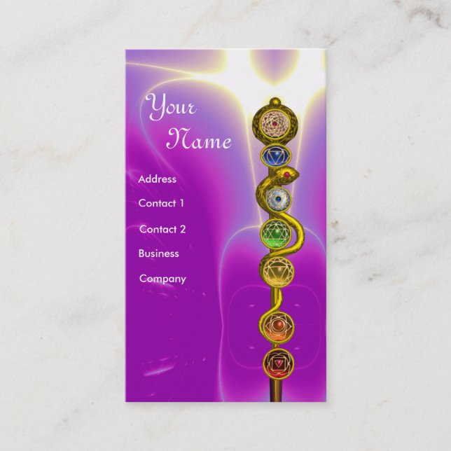 ROD OF ASCLEPIUS,7 CHAKRAS,YOGA ,SPIRITUAL ENERGY BUSINESS CARD (Front)