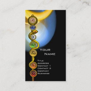 ROD OF ASCLEPIUS,7 CHAKRAS,YOGA ,SPIRITUAL ENERGY BUSINESS CARD