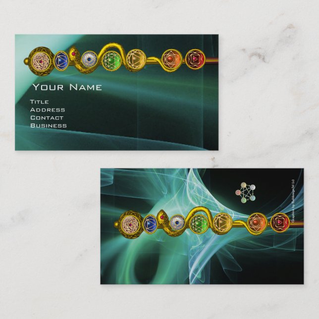 ROD OF ASCLEPIUS,7 CHAKRAS,YOGA ,SPIRITUAL ENERGY BUSINESS CARD (Front/Back)